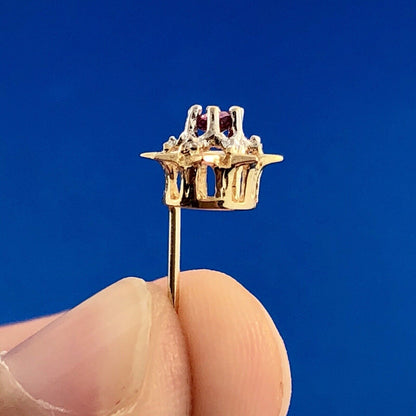 Retro 14K Yellow White Gold Ruby Starburst July Anniversary Stud Earrings