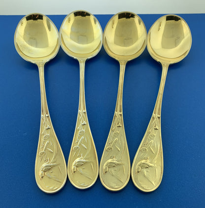 Tiffany & Co Vermeil Gold Washed Sterling Silver 925 Audubon Cream Soup Spoon