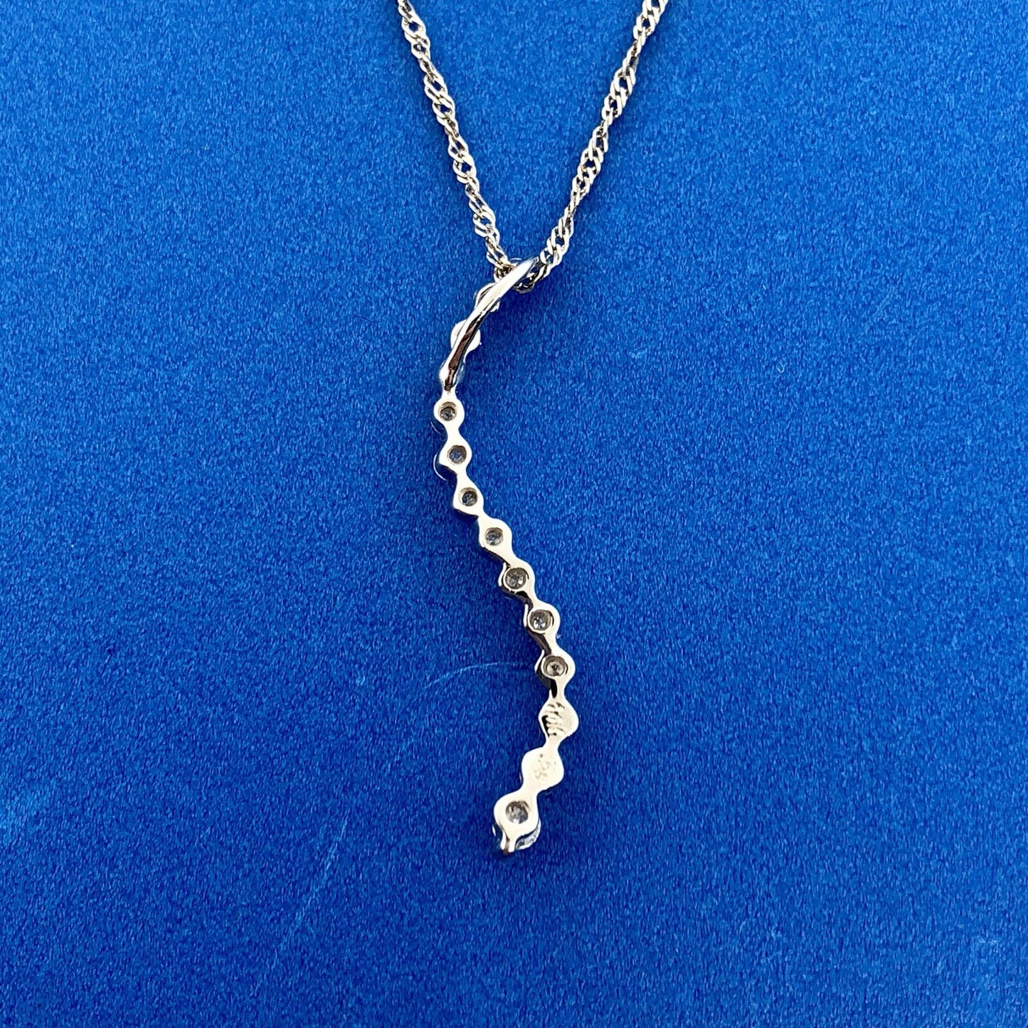 Designer 14K White Gold Diamond Love Infinity Eternity Bar Pendant Necklace