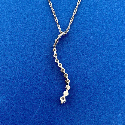 Designer 14K White Gold Diamond Love Infinity Eternity Bar Pendant Necklace