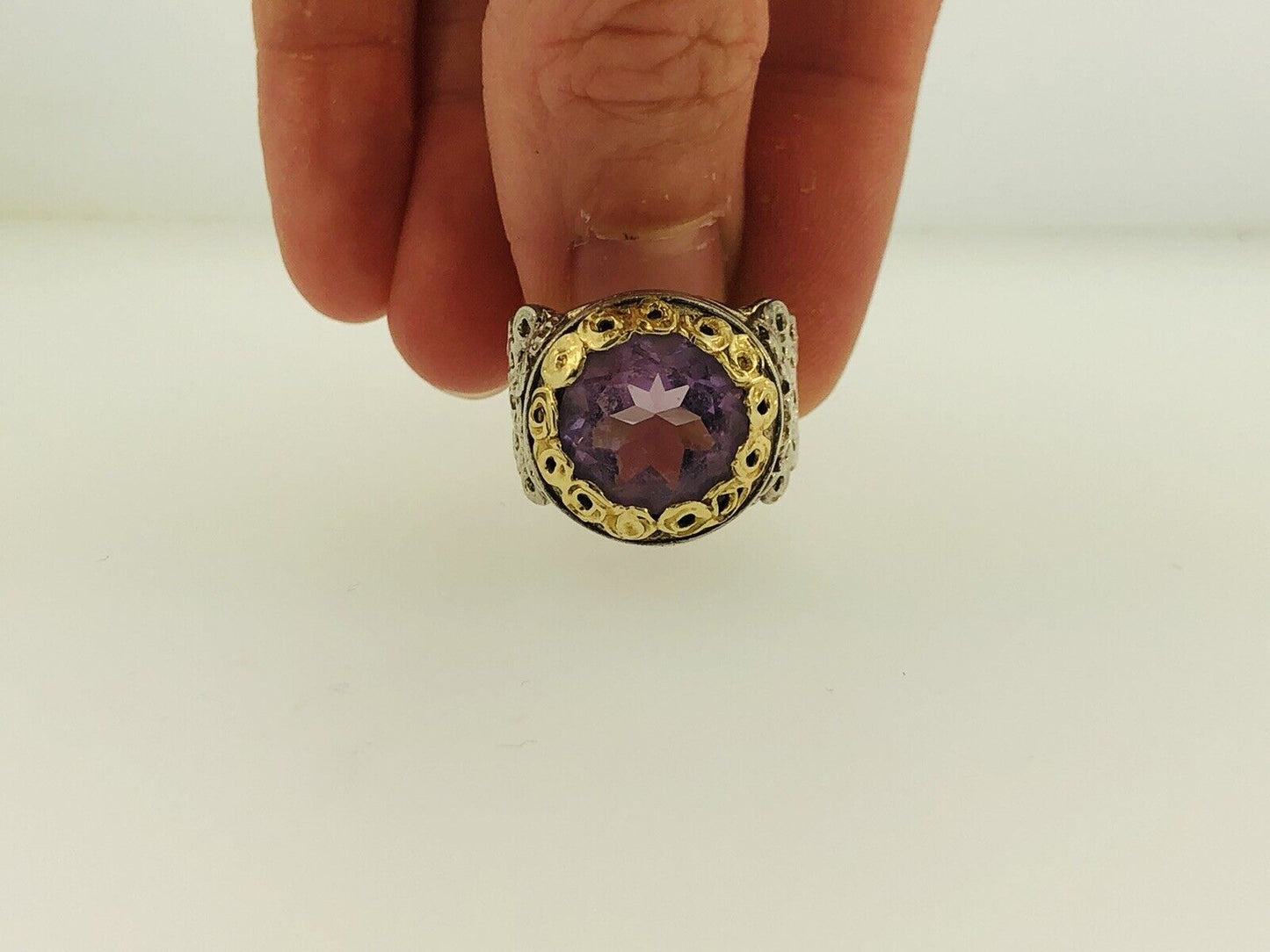 Adi Paz ZRW Israel 14K Yellow Gold Sterling Silver 925 Amethyst Cocktail Ring