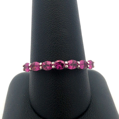Designer STS 925 Sterling Silver Oval Pink Tourmaline Stackable Band Ring