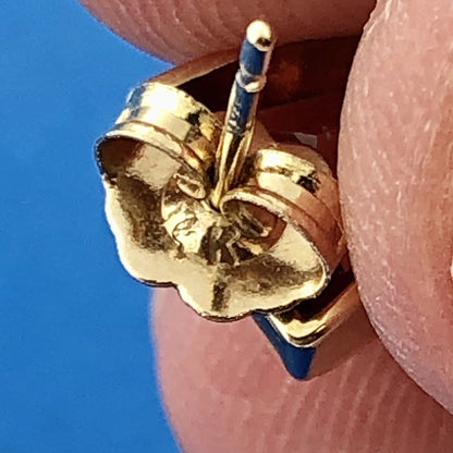 Modernist 14K Yellow Gold Rhodolite Garnet Trilliant January Stud Earrings