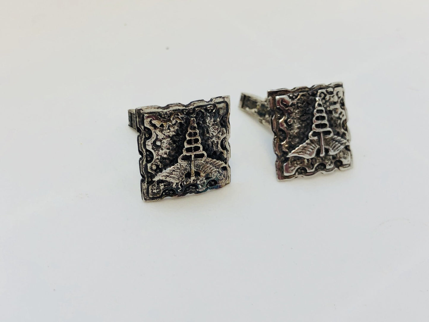 Vintage Sterling Silver Fenwick & Sailors Cadueces Doctor Medical Cuff Links
