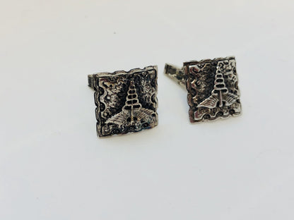Vintage Sterling Silver Fenwick & Sailors Cadueces Doctor Medical Cuff Links