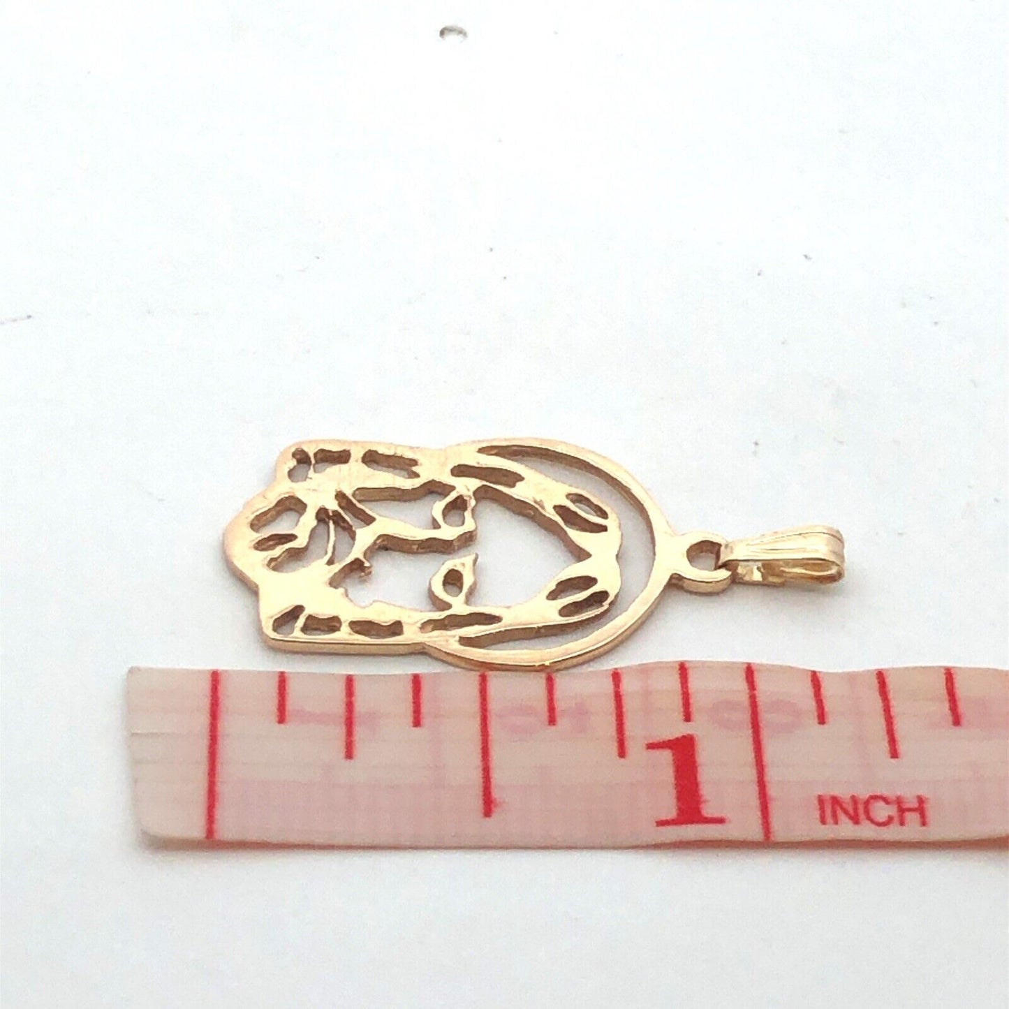 Estate 14K Yellow Gold Jesus Christ Face Cutout Outline Pendant