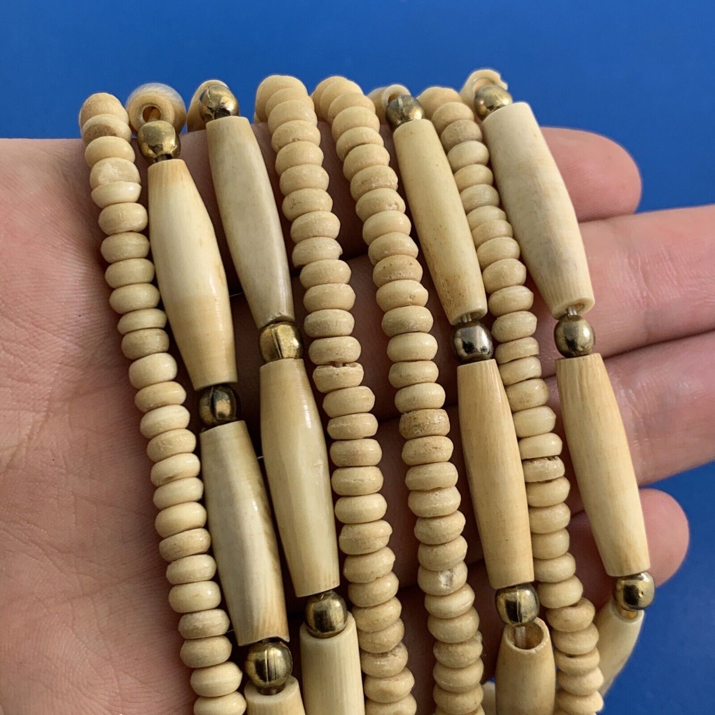 Artisan Bohemian Resin Brass Beaded Four-Strand Statement Necklace