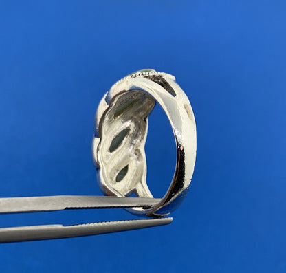 Designer NV 925 Sterling Silver Jade Marcasite Accented Cocktail Ring