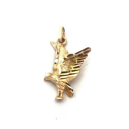 Designer 14K Yellow Gold Flying Eagle United States Patriotic Charm Pendant