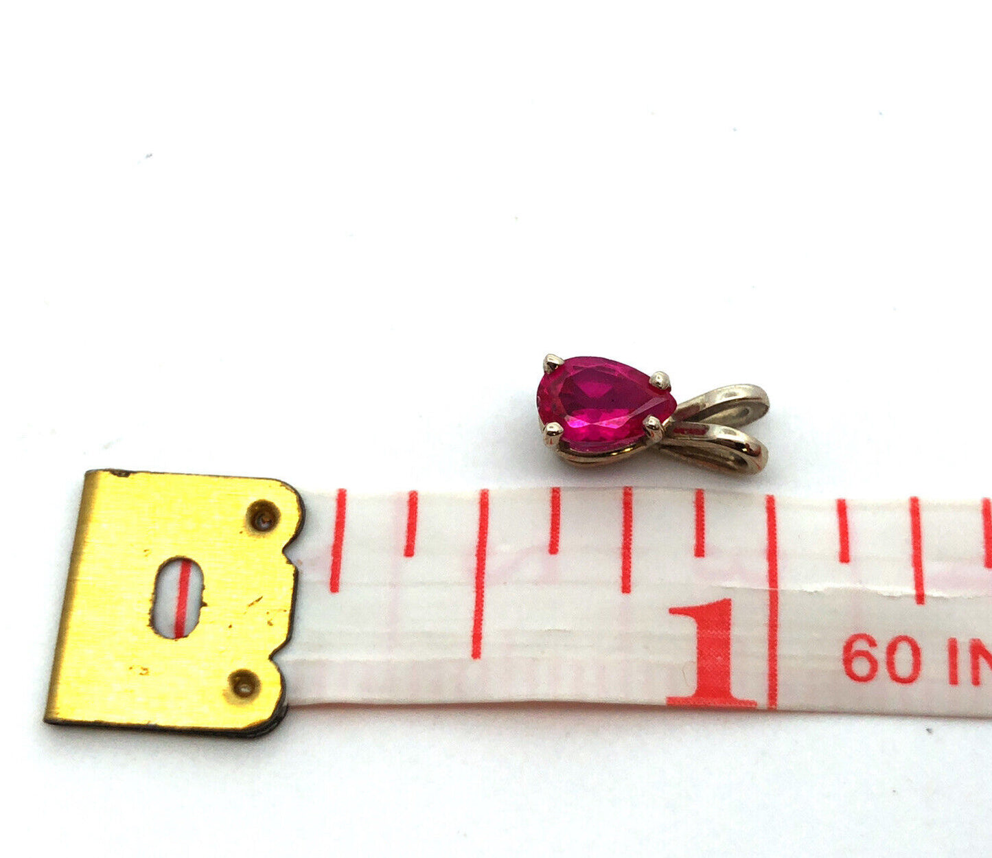 Vintage 14K White Gold Pear Ruby Solitaire Petite Drop Pendant