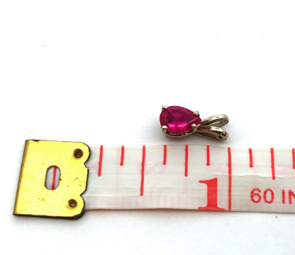 Vintage 14K White Gold Pear Ruby Solitaire Petite Drop Pendant