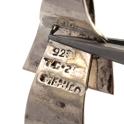 Taxco 925 Sterling Silver Hammered Polished Modernist Triangle Dangle Earrings