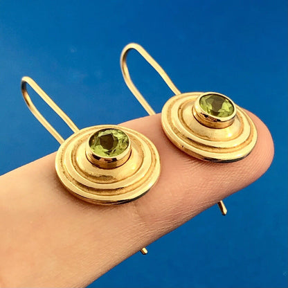 Mignon Faget 14K Yellow Gold Peridot August Anniversary Retired Hook Earrings