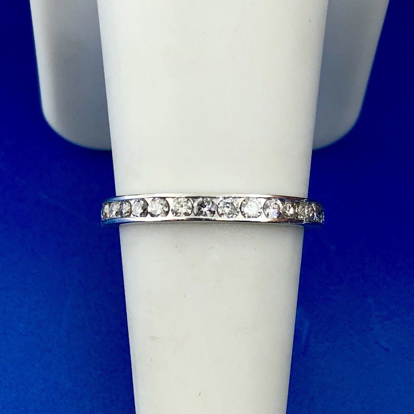 14K White Gold Channel Set Diamond Anniversary Eternity Stackable Band Ring