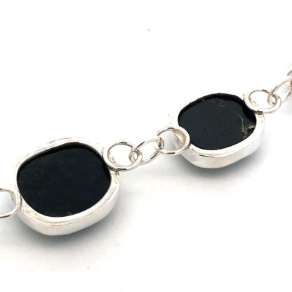 Artisan Sterling Silver Green Dichroic Glass Statement Toggle Bracelet