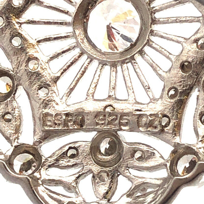 Joseph Esposito ESPO 925 Sterling Silver CZ Lacey Filigree Diamonique Pendant