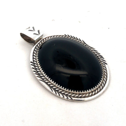 Native American 925 Sterling Silver Black Onyx Storyteller Statement Pendant