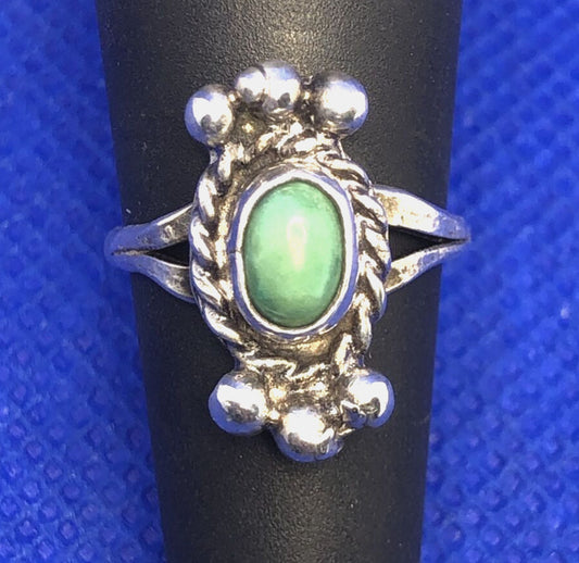 Native American Green Turquoise 925 Sterling Silver Concho Split Shank Ring