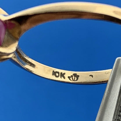 Gorgeous 10k Yellow Gold Cabochon Red Star Ruby Precious Ring Size 6.25