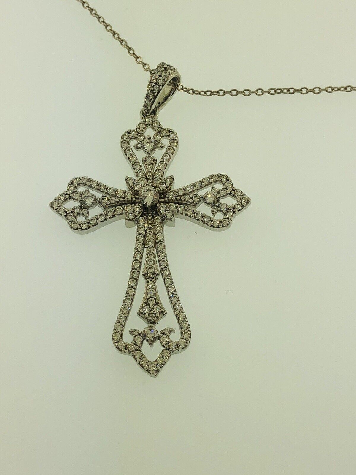 Jacmel Mauitius JCM Sterling Silver 925 Cubic Zirconia Statement Cross Necklace
