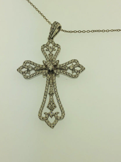 Jacmel Mauitius JCM Sterling Silver 925 Cubic Zirconia Statement Cross Necklace