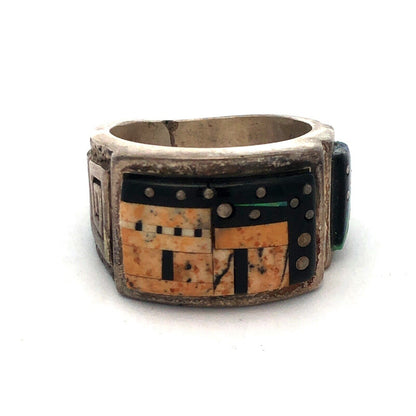 Calvin Begay Starry Night in the Pueblo Sterling Silver 925 Navajo Band Ring