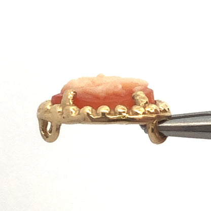 Designer 10K Yellow Gold Oval Carved Cameo Slide Bracelet Charm