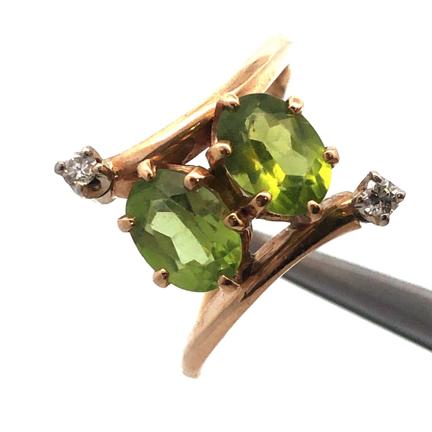 Modernistic 14K Yellow Gold Peridot Diamond Accent August Birthstone Ring
