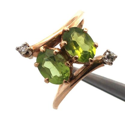 Modernistic 14K Yellow Gold Peridot Diamond Accent August Birthstone Ring