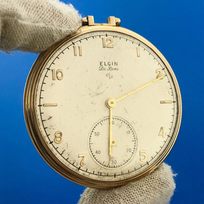 Elgin De Luxe 10k GF Open Face Grade 542 17j Model 5 Pocket Watch Not Running
