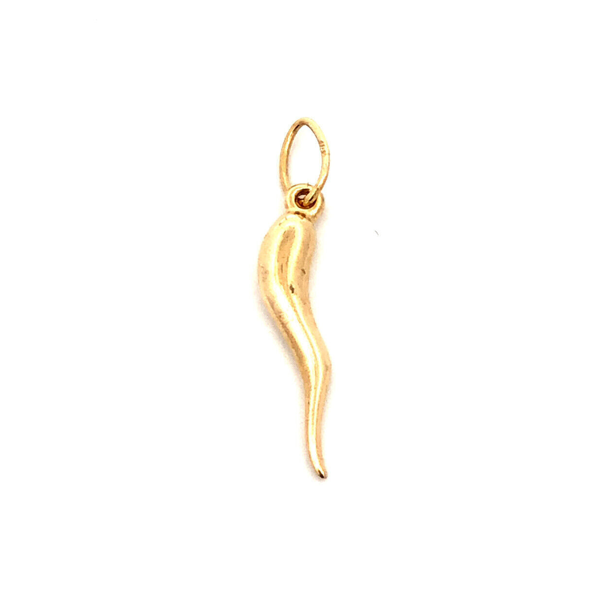 14K Yellow Gold Italian Horn Good Luck Charm Pendant