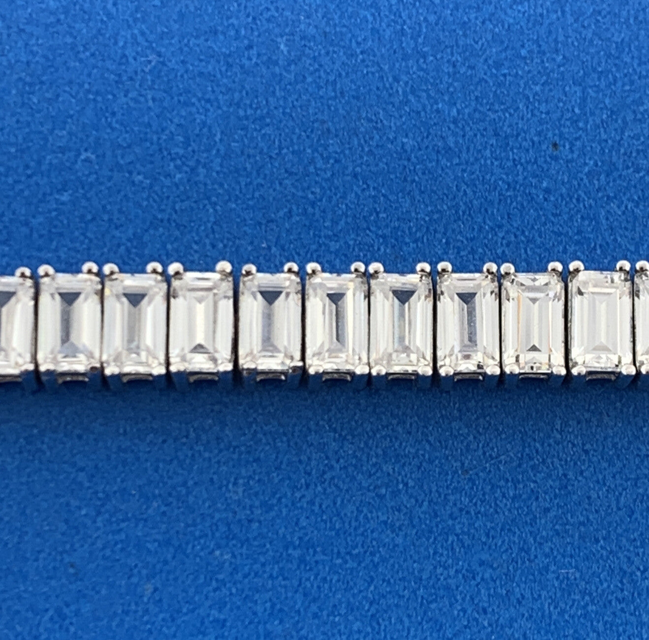 925 Sterling Silver Rectangle Cubic Zirconia Statement Tennis Bracelet