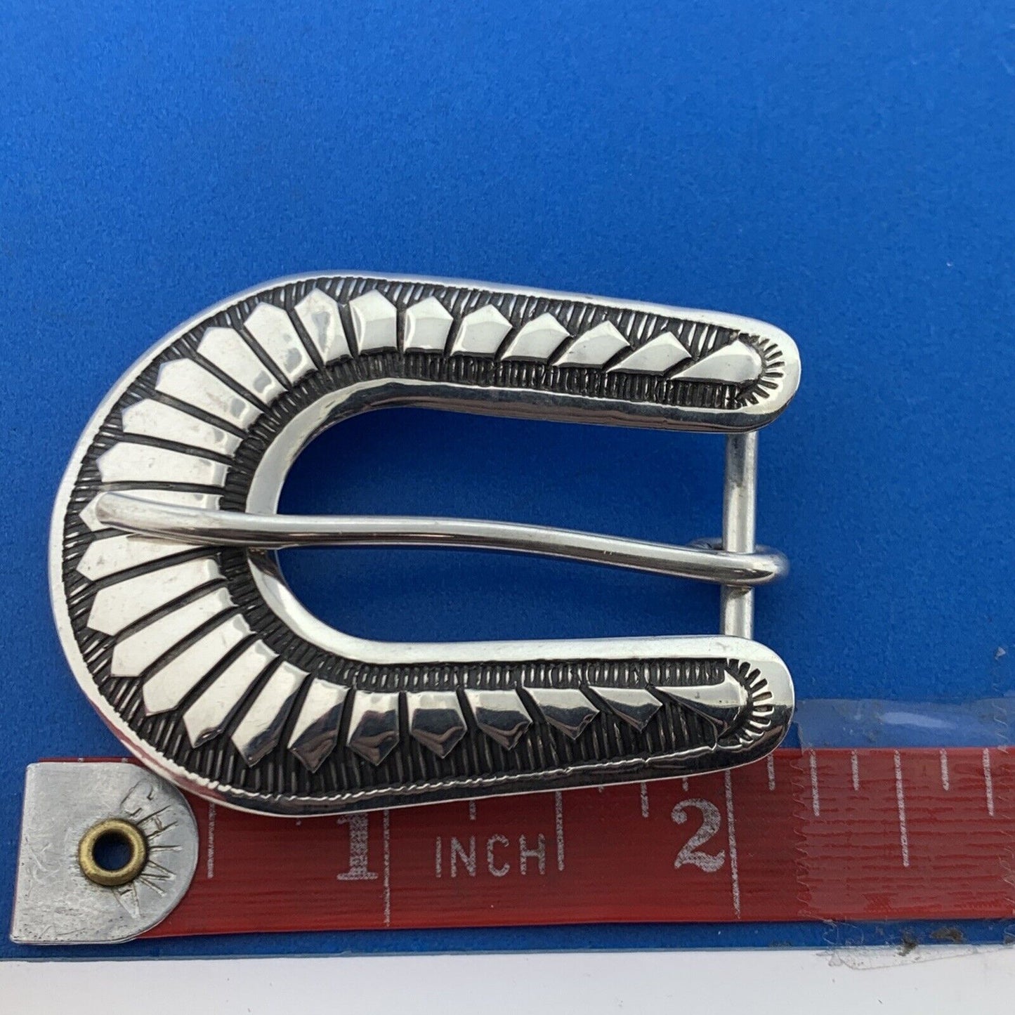 Navajo Michael Tahe 925 Sterling Silver Concho Design 4 Piece Belt Buckle