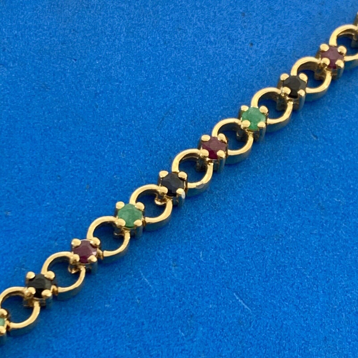 Designer 925 Sterling Silver Vermeil Sapphire Ruby Emerald Tennis Bracelet