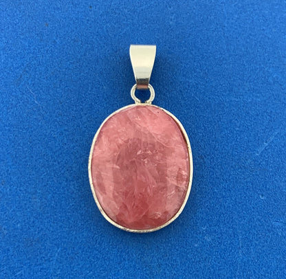 Designer Vintage 900 Silver Pink Jasper Oval Pendant Dangle Earring Set