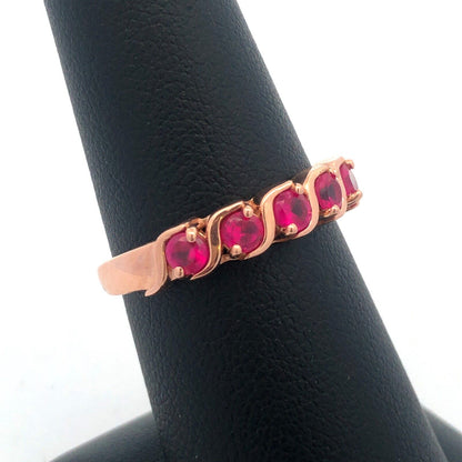 Estate Designer JFM 14K Rose Gold Ruby July Anniversary Occasion Band Ring