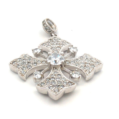Joseph Esposito ESPO 925 Sterling Silver CZ Cross Star Magnetic Enhancer Pendant