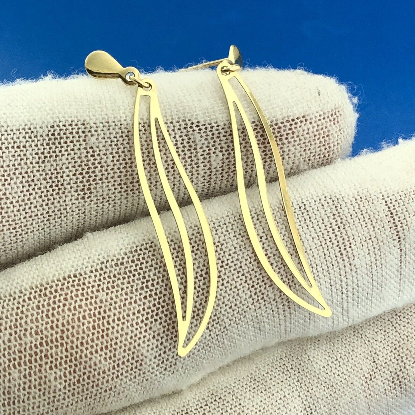 14k Yellow Gold Abstract Drop Earrings