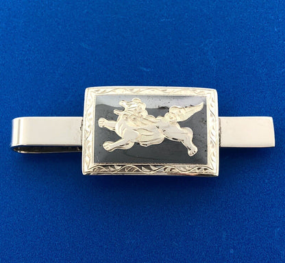 Art Deco Art Nouveau Mens 925 Sterling Silver Black Onyx Winged Lion Tie Tac Bar