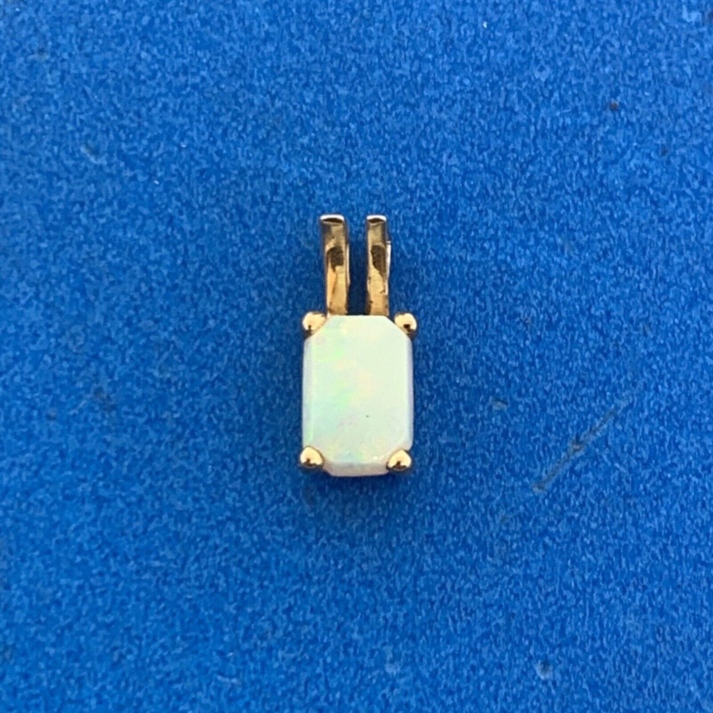 14K Yellow Gold Rectangle Cabochon Opal Petite Charm Pendant