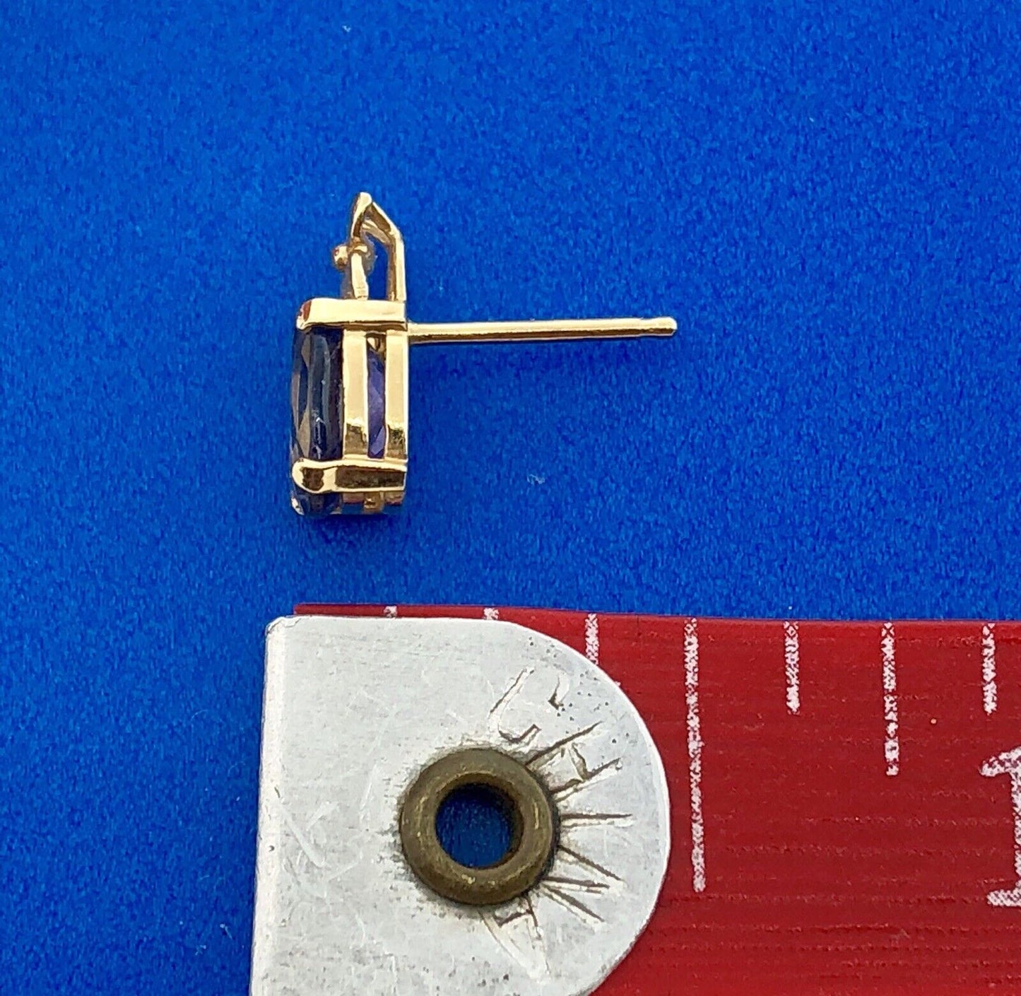 Designer Mexico 14K Yellow Gold Floral Motif Amethyst February Stud Earrings