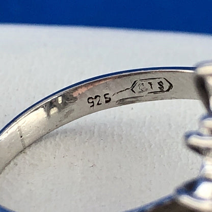 Spectacular Sterling Silver 925 Blue Sapphire CZ Oval Cluster Cocktail Ring