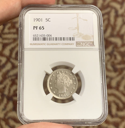 1901 P Proof Liberty Nickel 5c Better Philadelphia NGC PF65 Coin