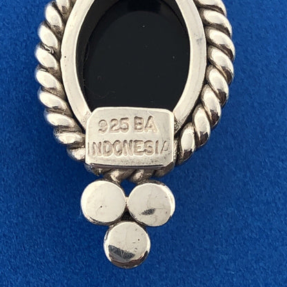BA Suarti 925 Sterling Silver Oval Black Onyx Balinese Style Statement Pendant