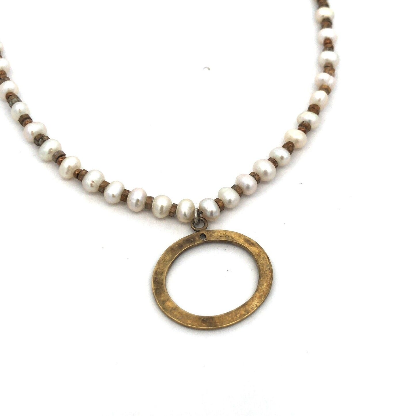 Designer Silpada 925 Sterling Silver Bronze Pearl Beaded Pendant Necklace