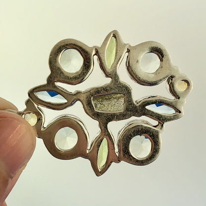 Retro 925 Sterling Silver Multi Colored Shaped Gemstone Oval Statement Pendant