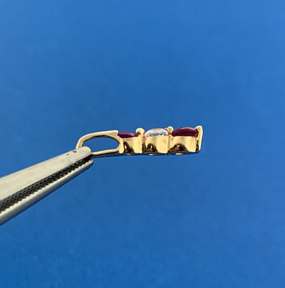 Vintage 10K Yellow Gold Pink Spinel White Cubic Zirconia Charm Pendant