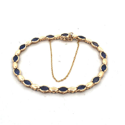 Designer MQ 14K Yellow Gold Oval Tanzanite Tennis Bracelet