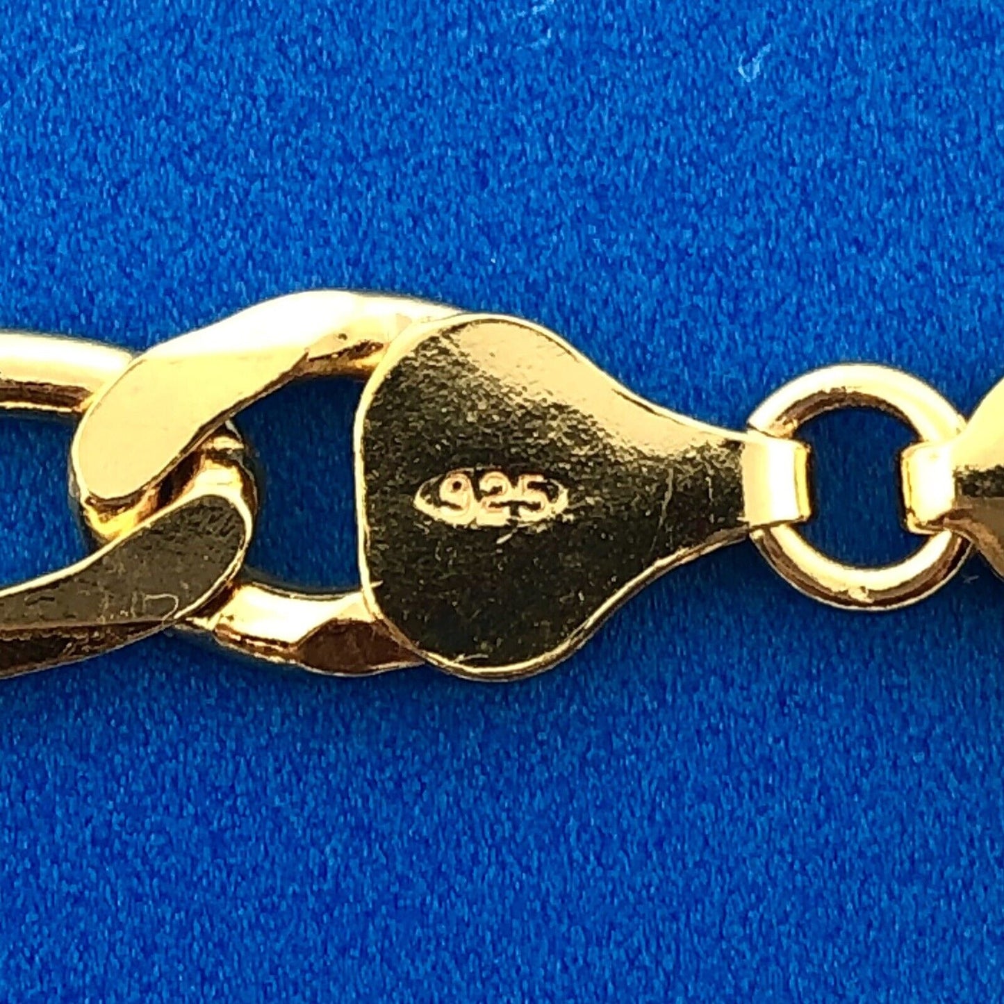 Milor Italy 925 Sterling Silver Vermeil Gold Tone Unisex Figaro Link Bracelet