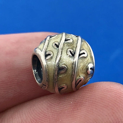 Genuine PANDORA ALE Sterling Silver Beige Enamel Vines Charm 790525EN19 Retired